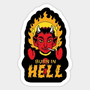 Devil Puppet Burn in Hell Sticker